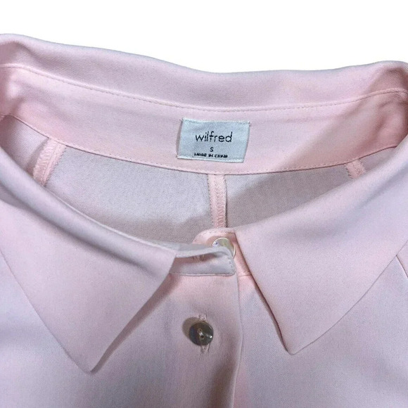 Aritzia Wilfred Oversized Boyfriend Button Up Blouse Light Pink Soft Size Small - Picture 2 of 5